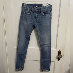 Rag & Bone distressed jeans size 24 Dre in a medium wash skinny/straight cuffed